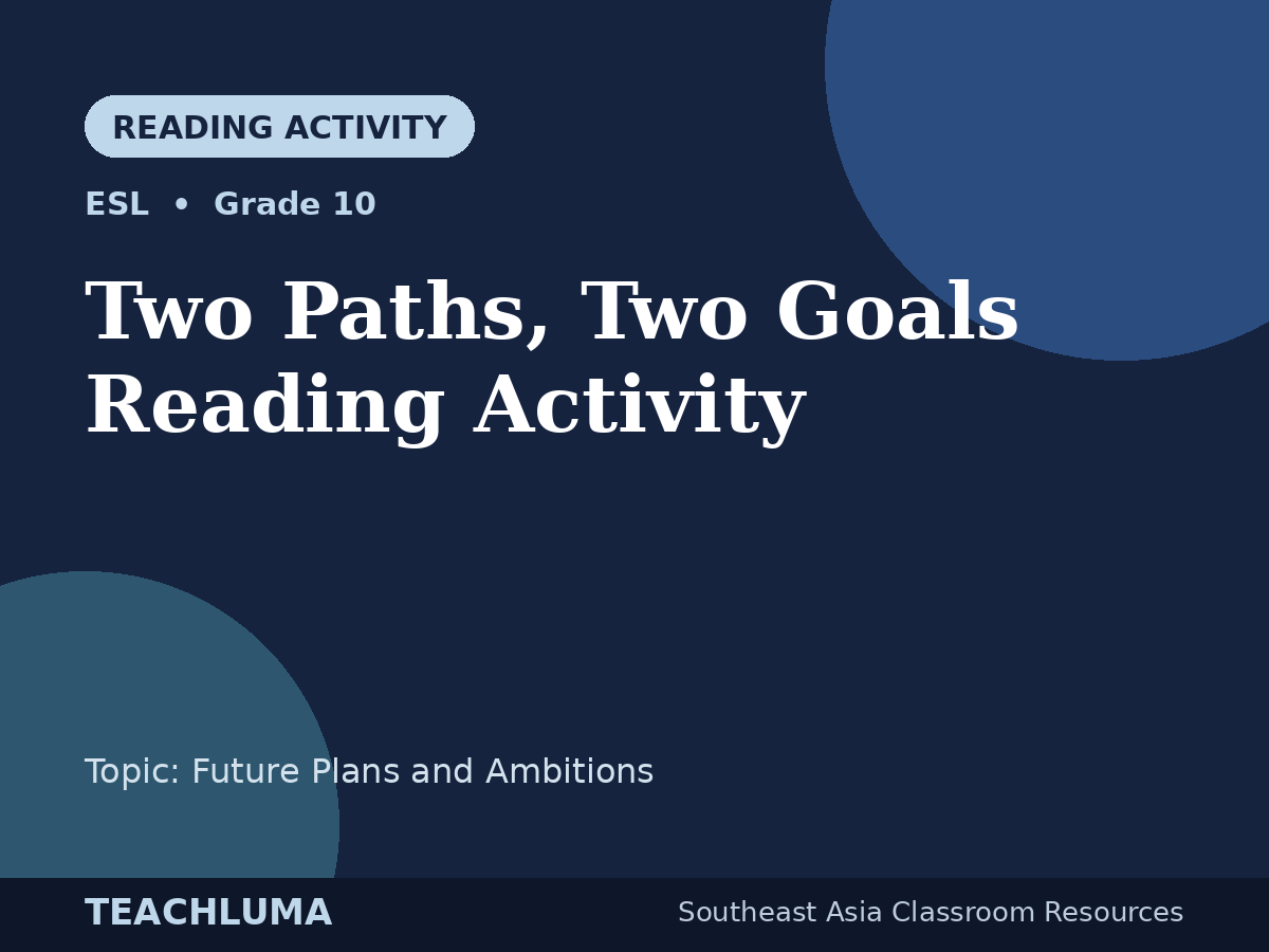 Grade 10 Two Paths, Two Goals Reading Activity
