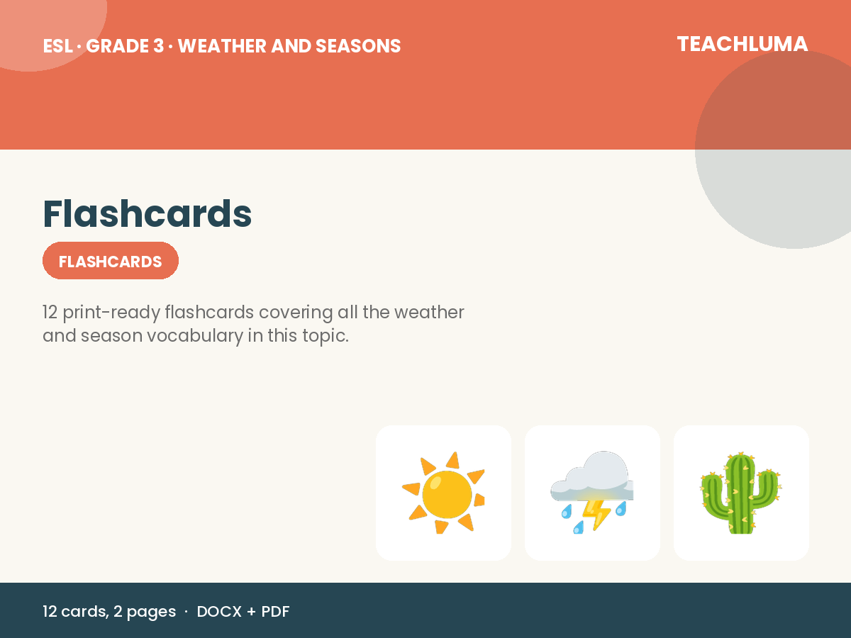 Grade 3 Weather and Seasons Flashcards