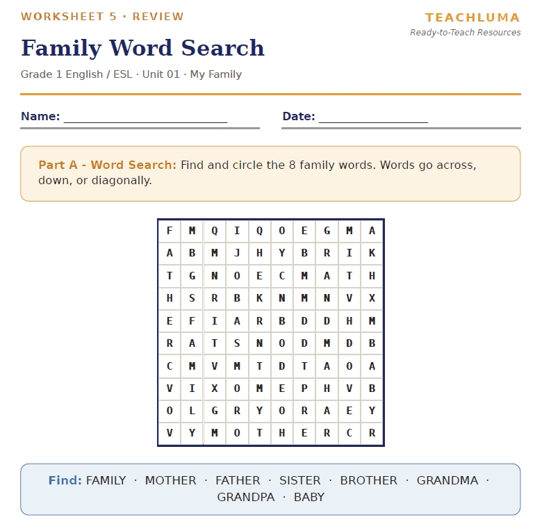 Family Word Search