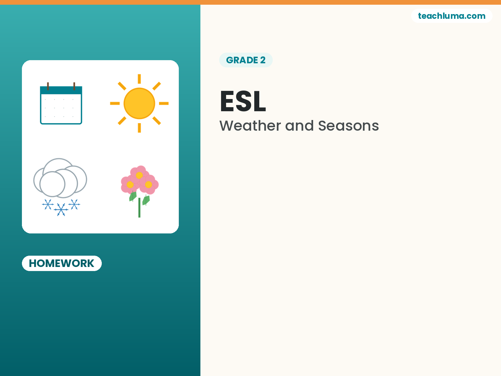 Grade 2 Weather and Seasons Homework Pack (with Family Note and Answer Key)