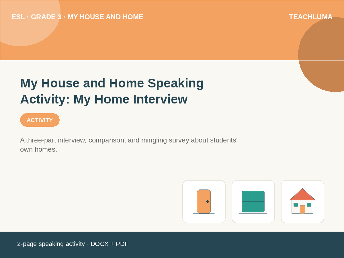 Grade 3 My House and Home Speaking Activity: My Home Interview
