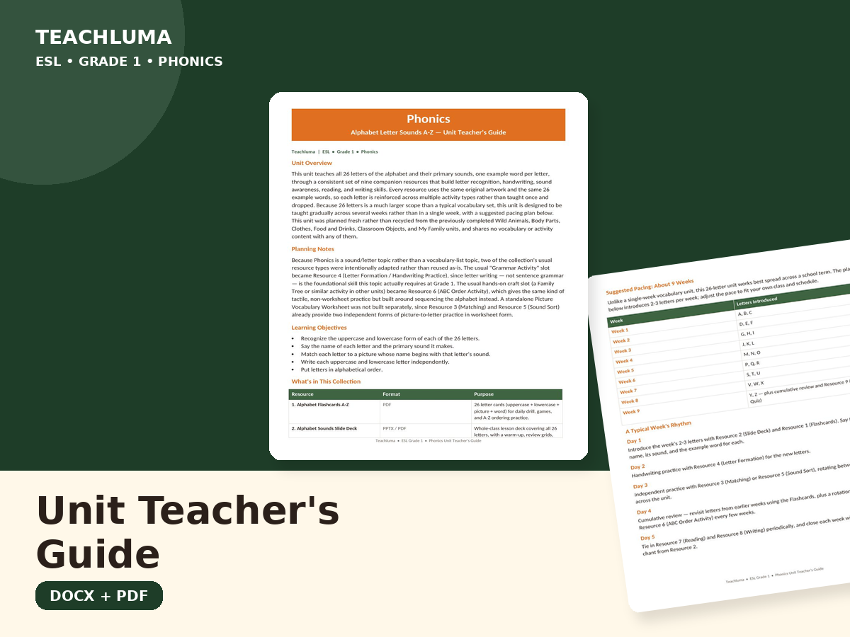 Phonics — Unit Teacher's Guide