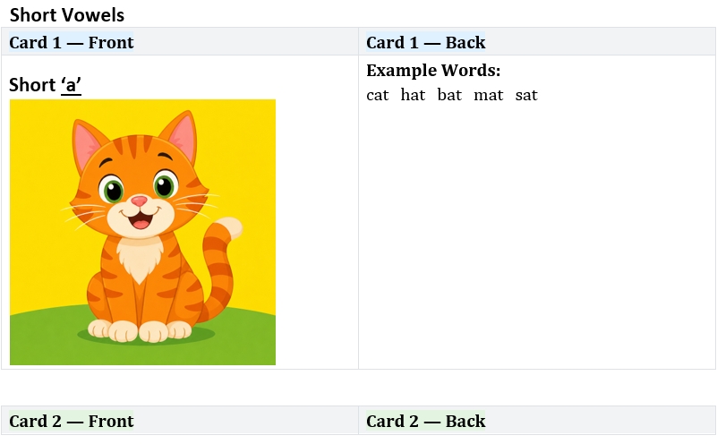 Grade 2 Phonics Flashcards