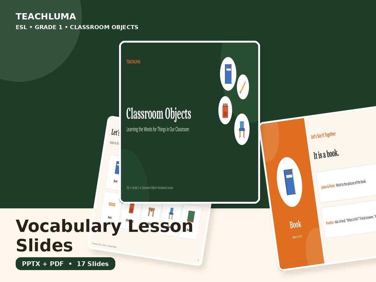 Classroom Objects — Vocabulary Lesson PowerPoint