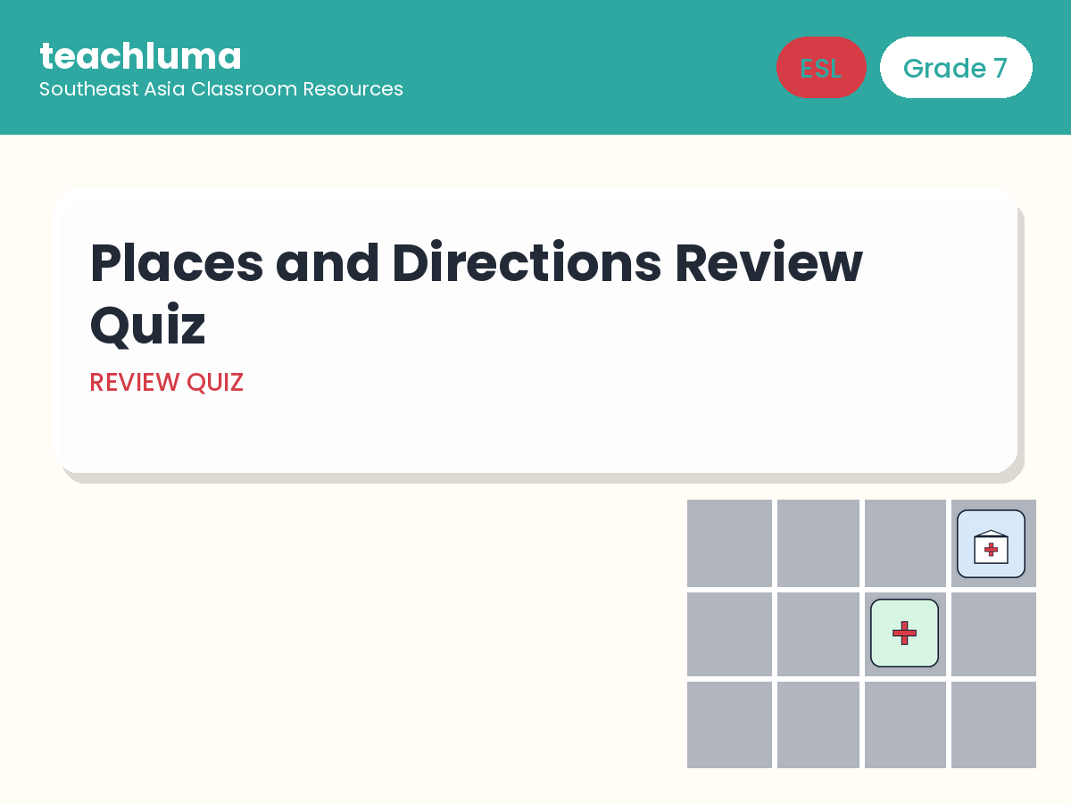 Grade 7 ESL Review Quiz: Places and Directions