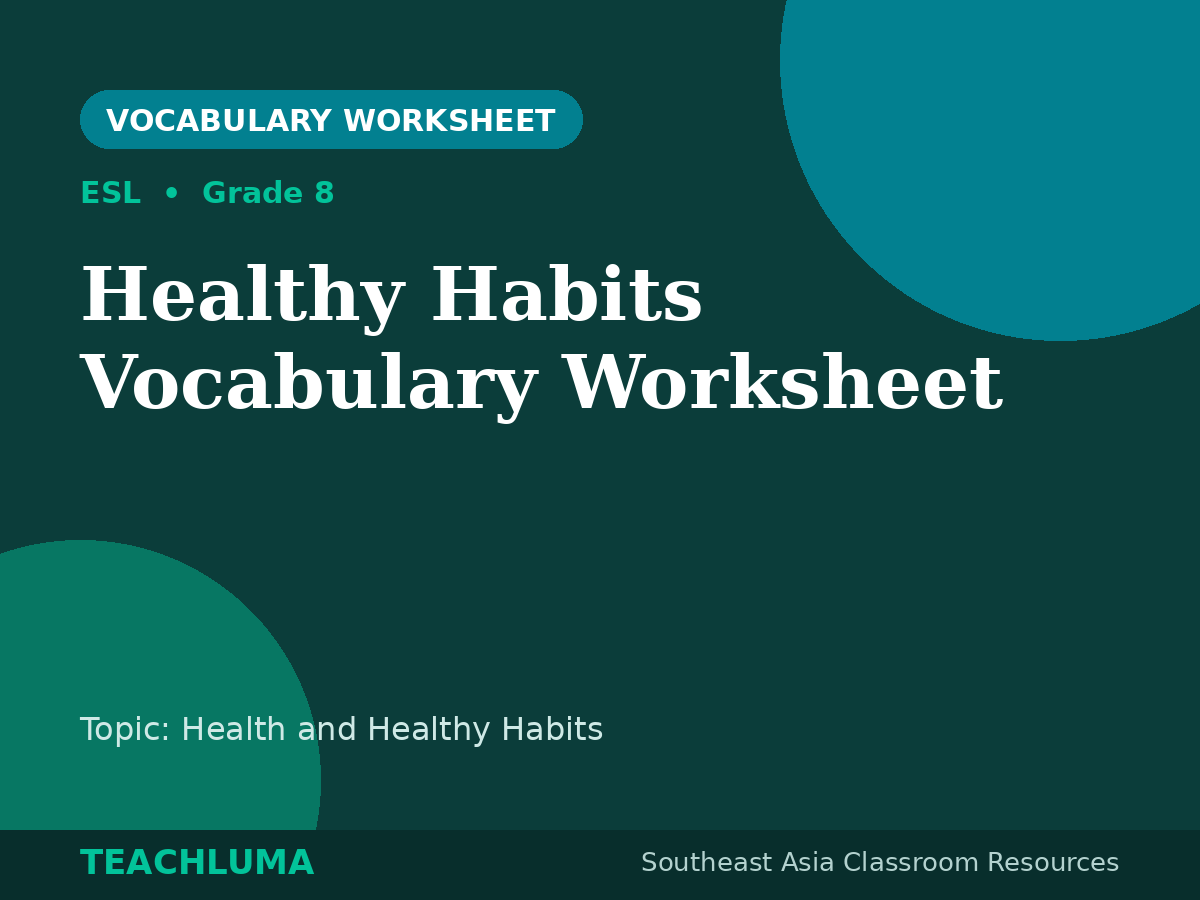 Healthy Habits Vocabulary Worksheet