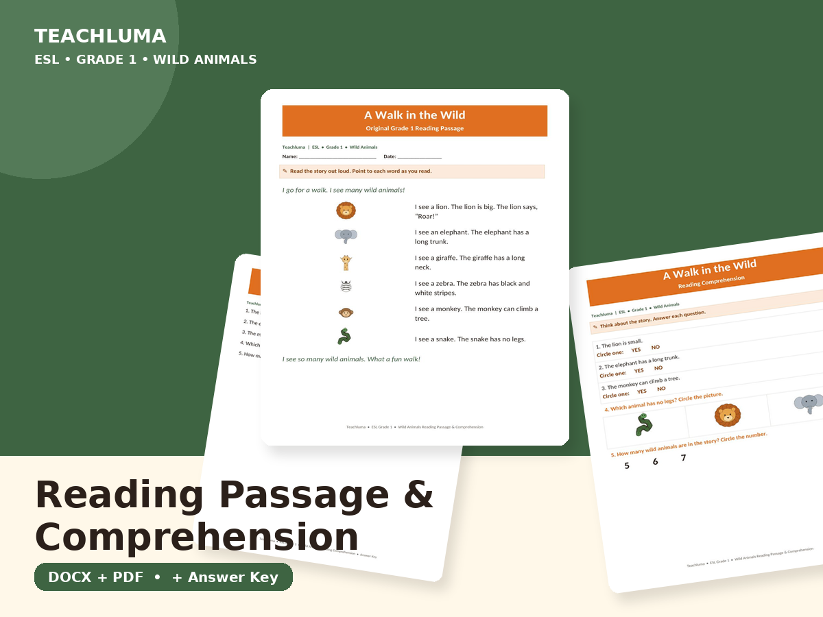 A Walk in the Wild — Reading Passage & Comprehension