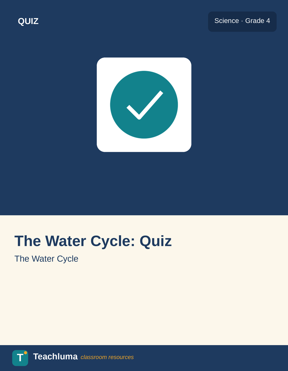 Grade 4 The Water Cycle Quiz