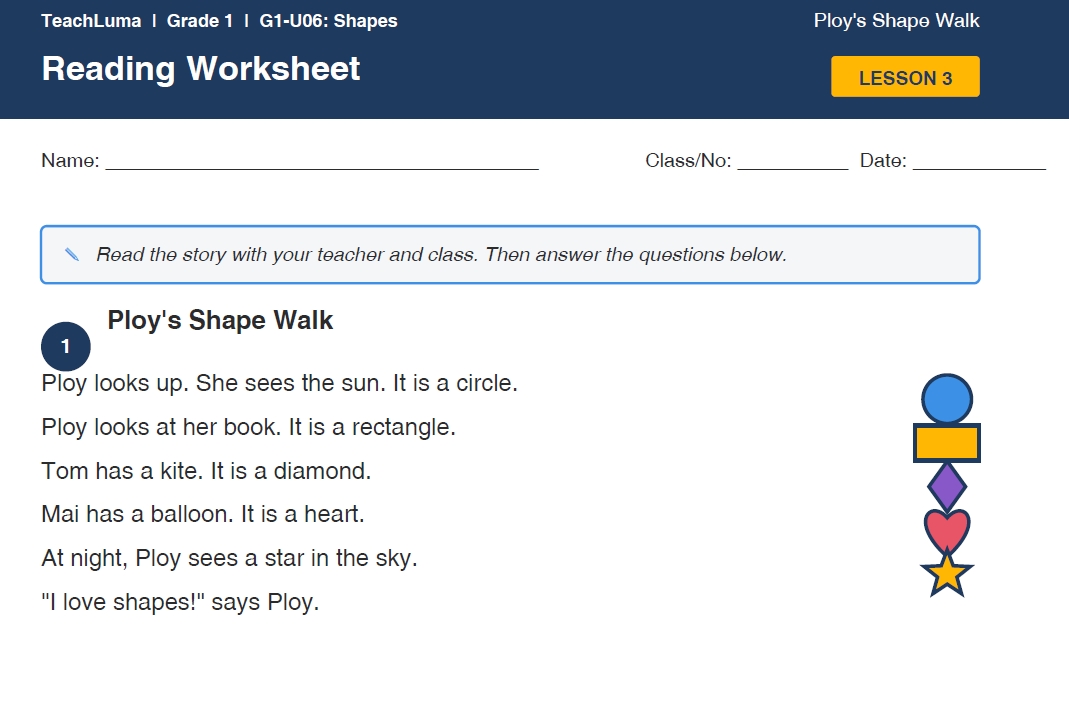 Reading Worksheet