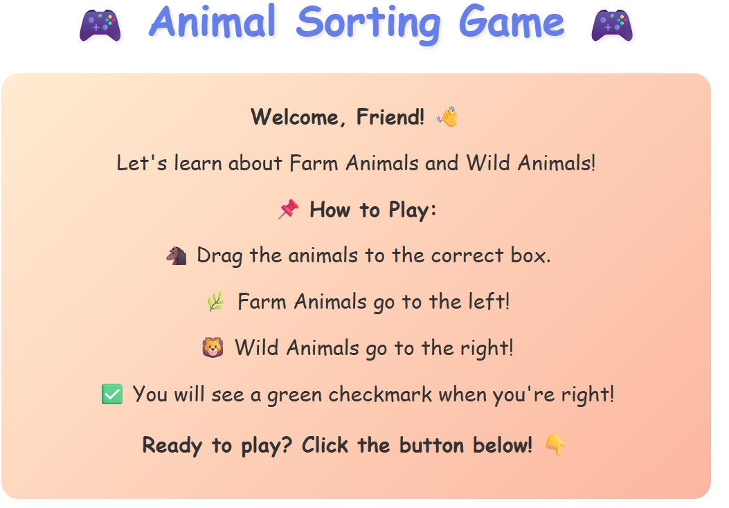 Animal Sorting Game