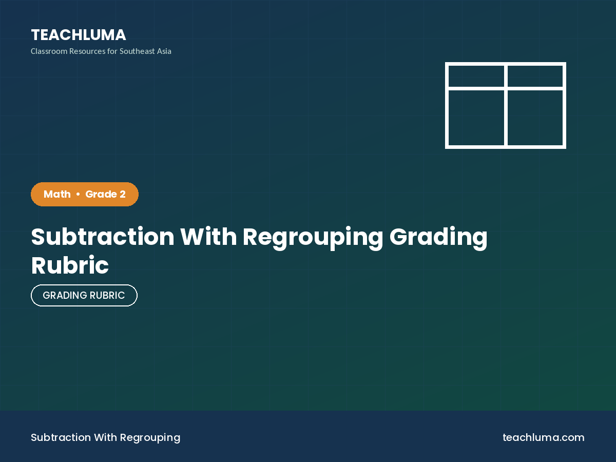 Grade 2 Subtraction With Regrouping Grading Rubric