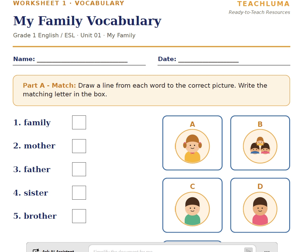My Family Vocabulary