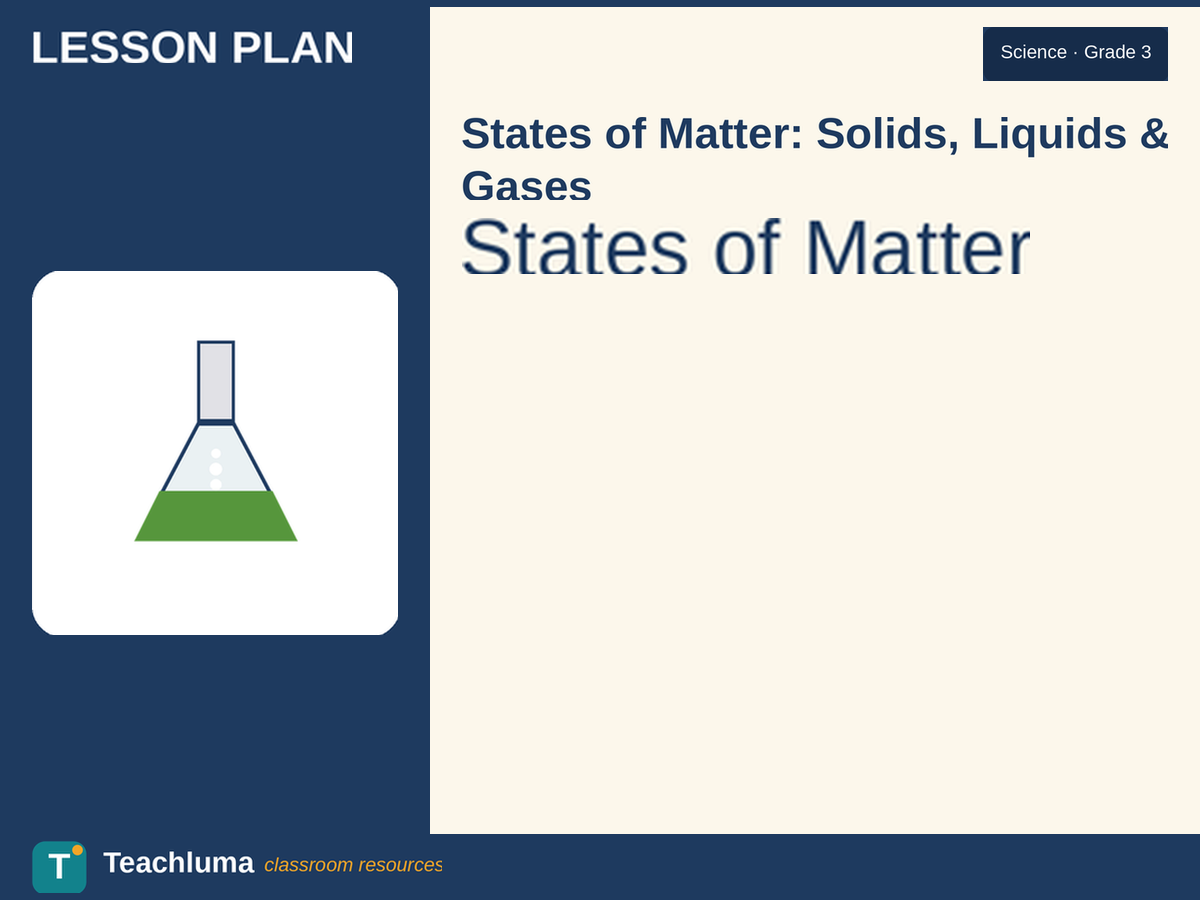 Grade 3 States of Matter Lesson Plan: Solids, Liquids, and Gases
