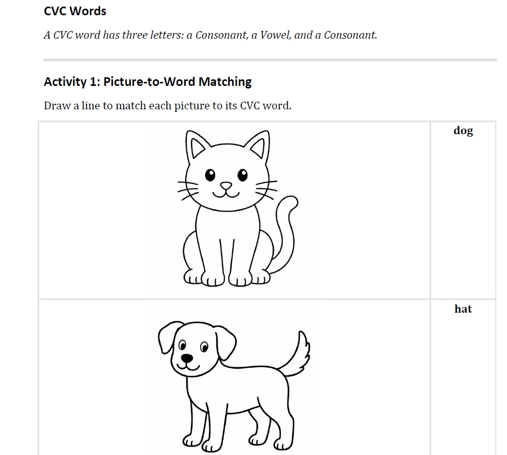 CVC Words Worksheet package