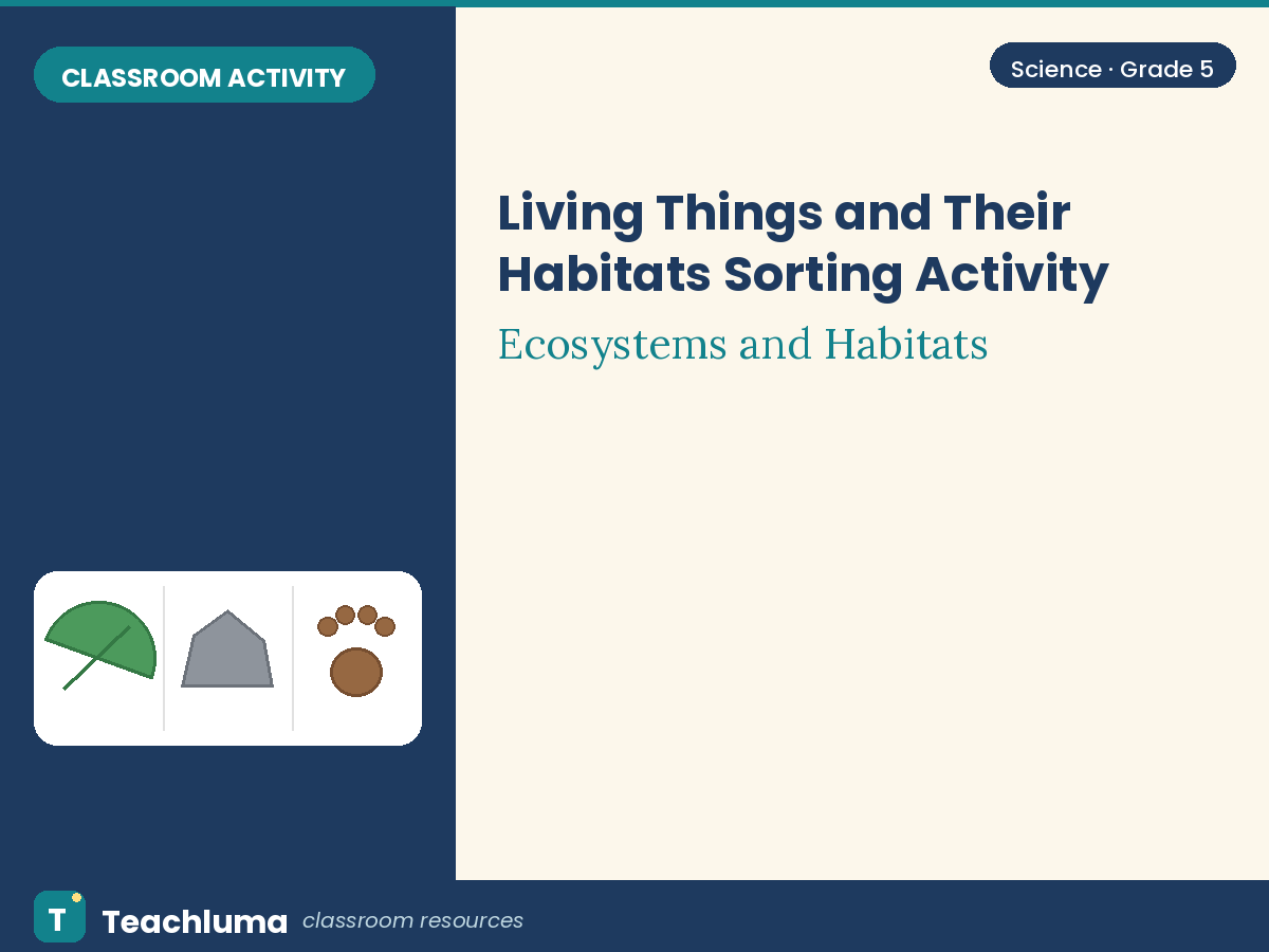 Grade 5 Living Things and Their Habitats Sorting Activity