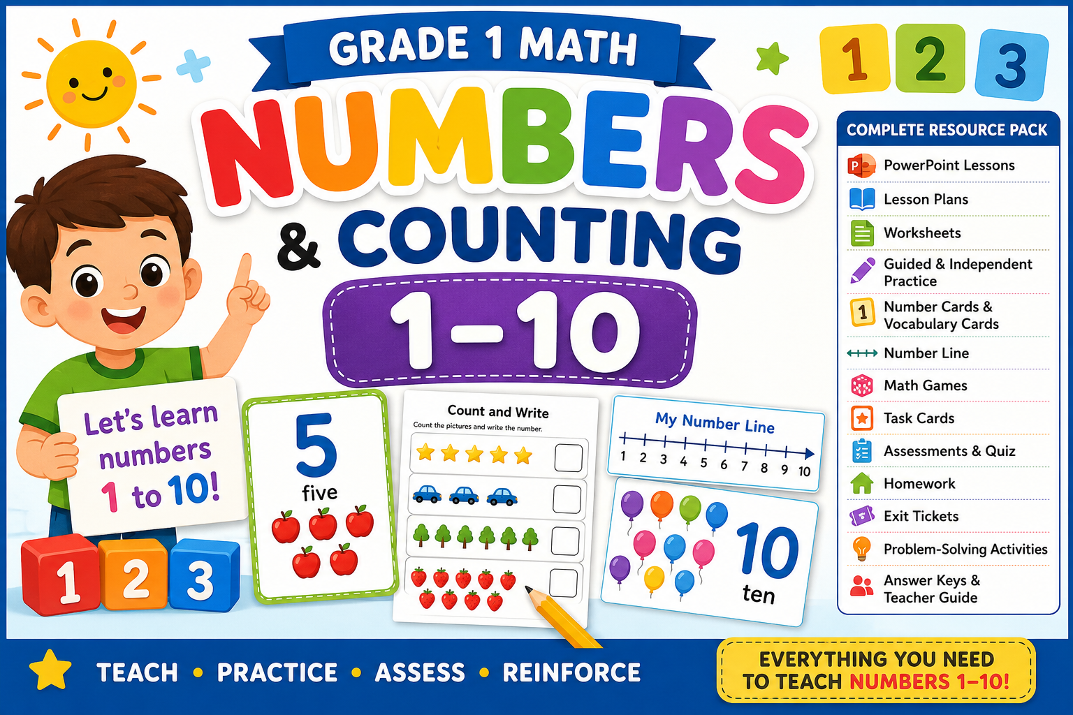 Numbers & Counting 1–10 – Grade 1 Maths Resource Package