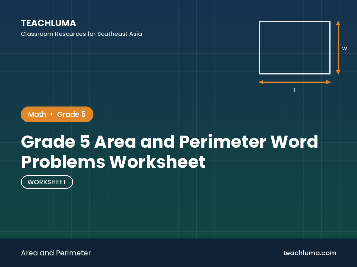 Grade 5 Area and Perimeter Word Problems Worksheet