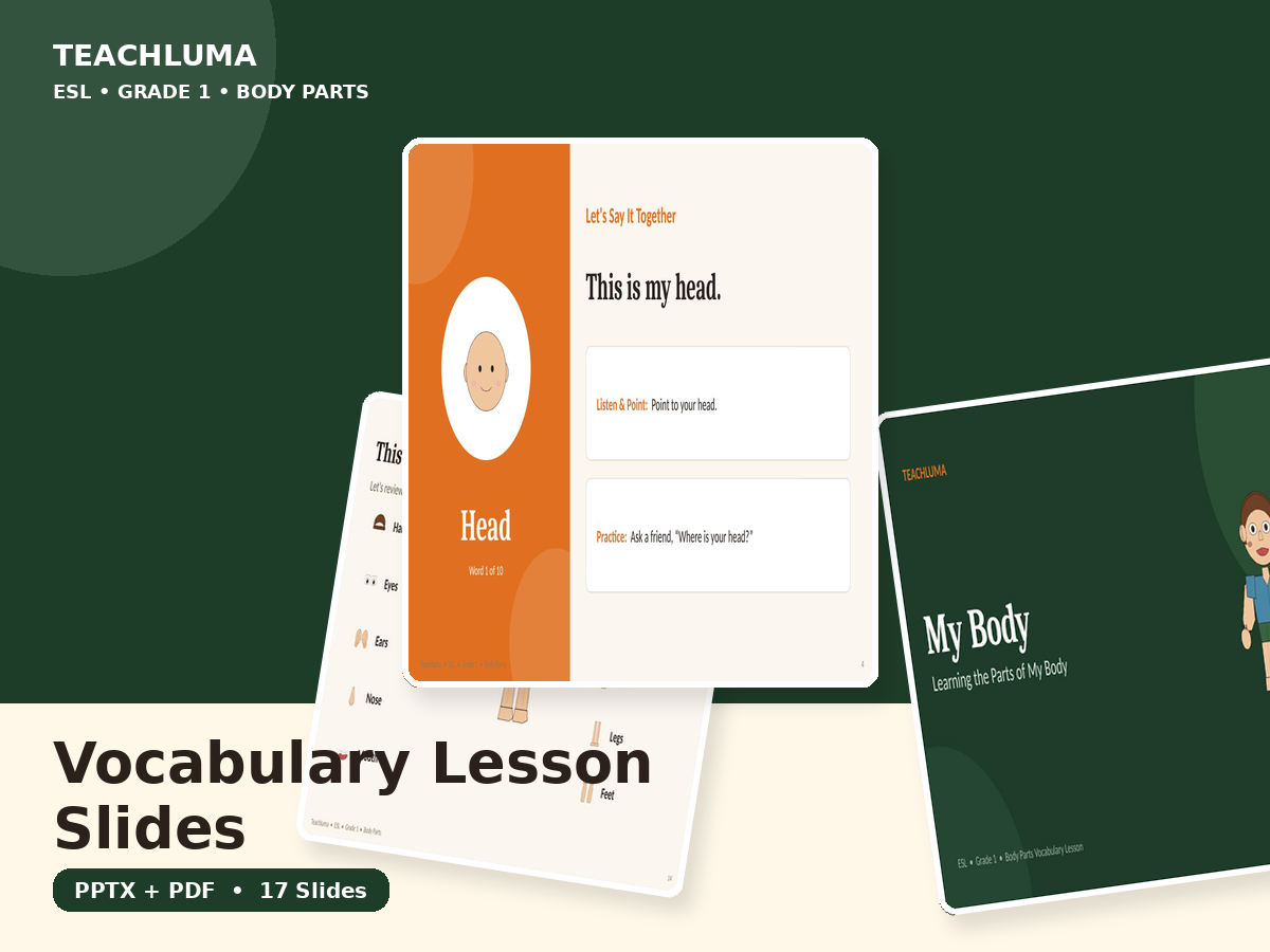 My Body — Body Parts Vocabulary PowerPoint