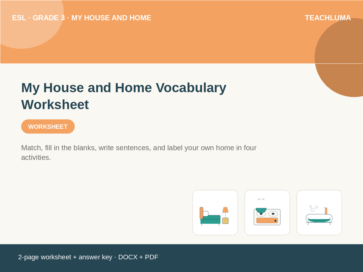 Grade 3 My House and Home Vocabulary Worksheet