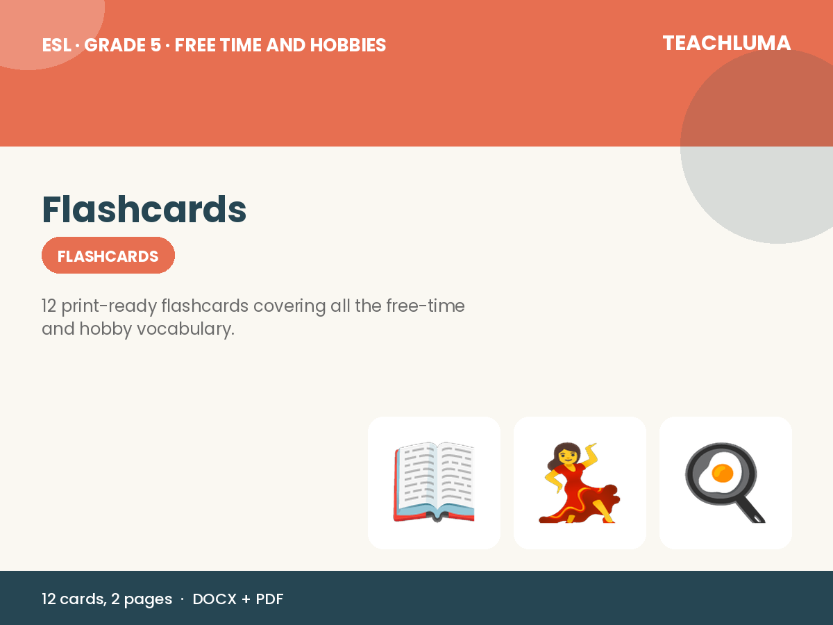 Grade 5 Free Time and Hobbies Flashcards