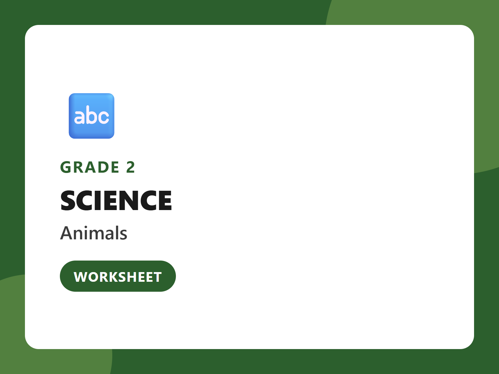 Grade 2 Animal Classification Sorting Worksheet
