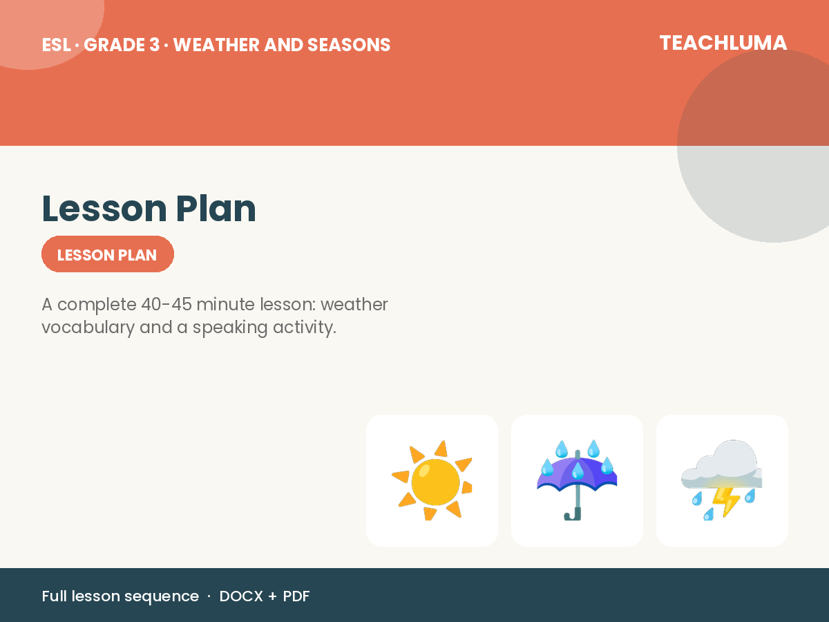 Grade 3 Weather and Seasons Lesson Plan