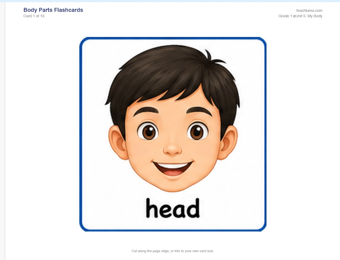 My Body Parts Flashcards