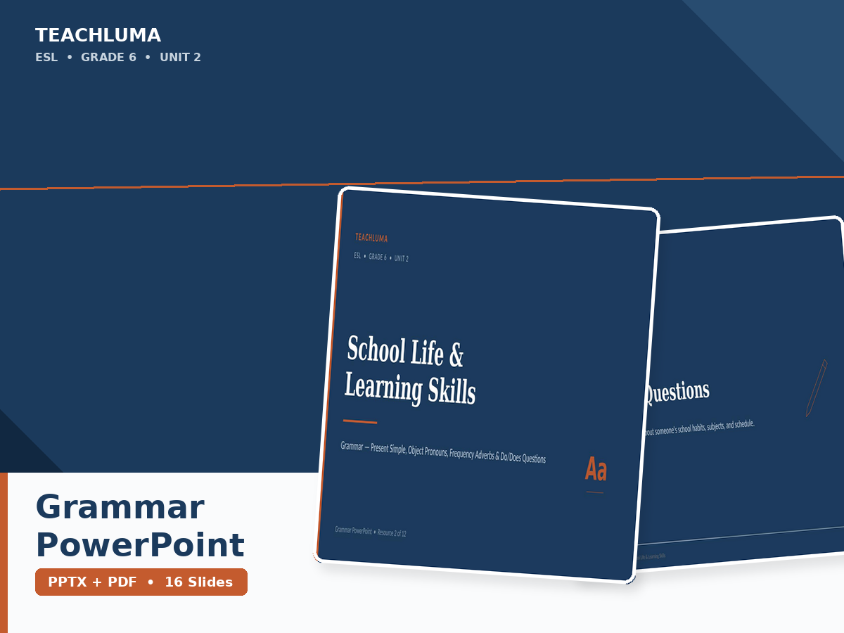 Unit 2 Grammar PowerPoint — School Life & Learning Skills