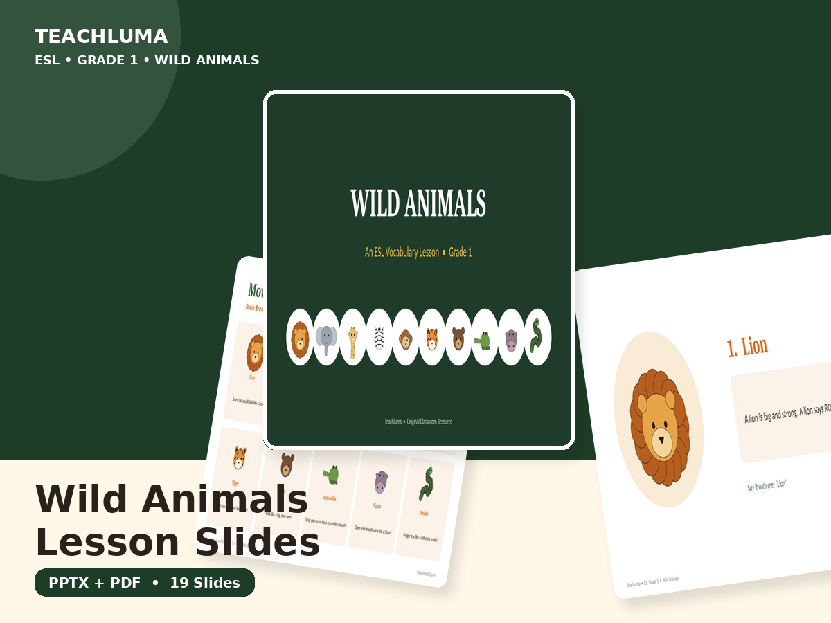 Wild Animals — Vocabulary Practice and PowerPoint Pack