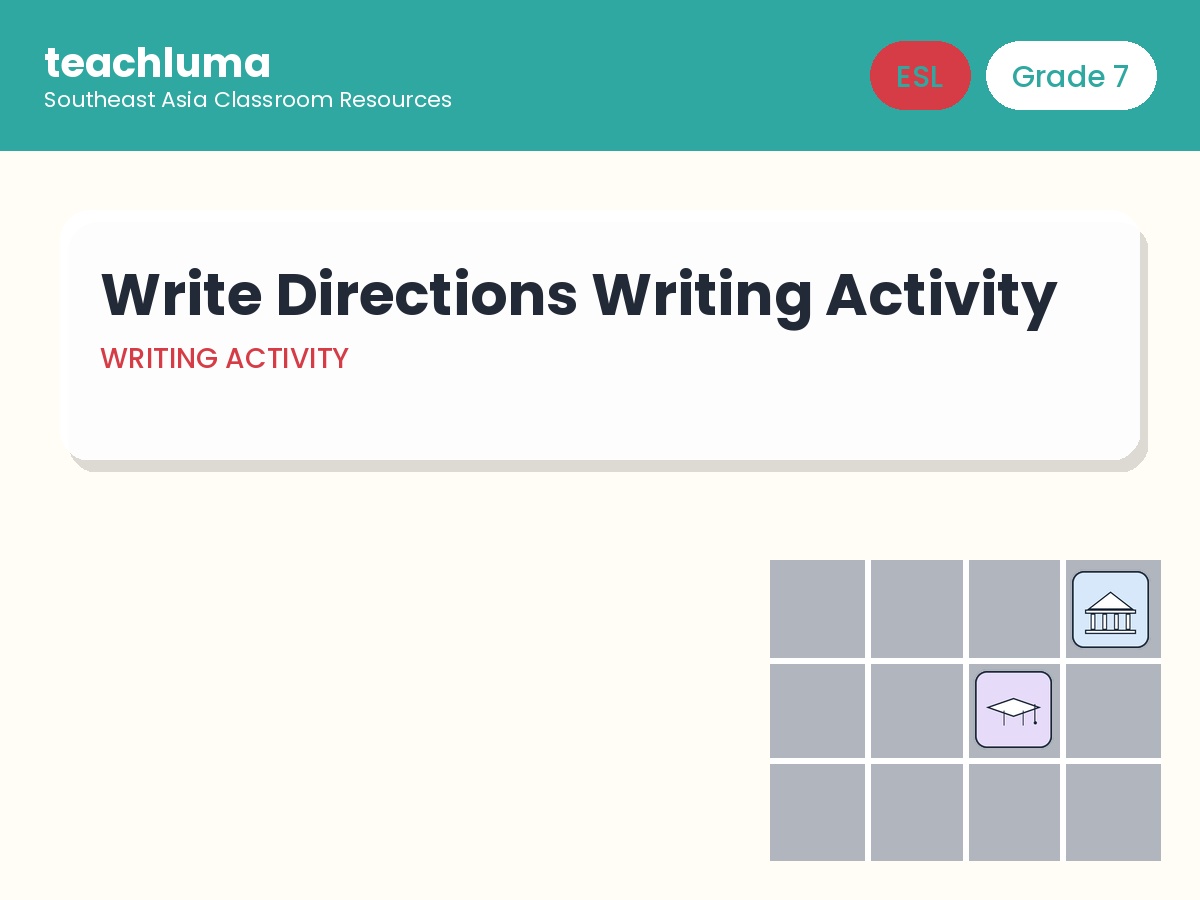 Grade 7 ESL Writing Activity: Write Directions from the Bus Station