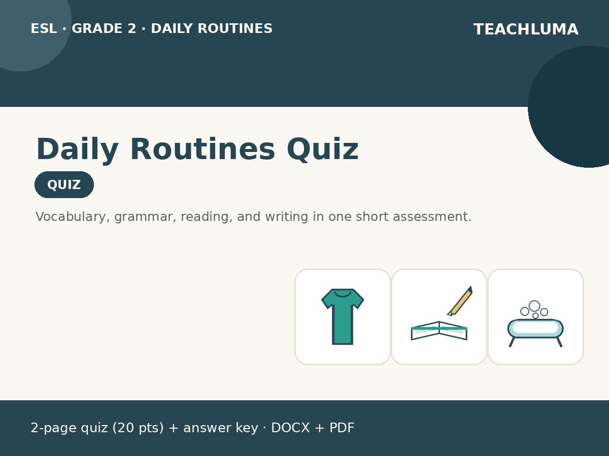 Grade 2 Daily Routines Quiz