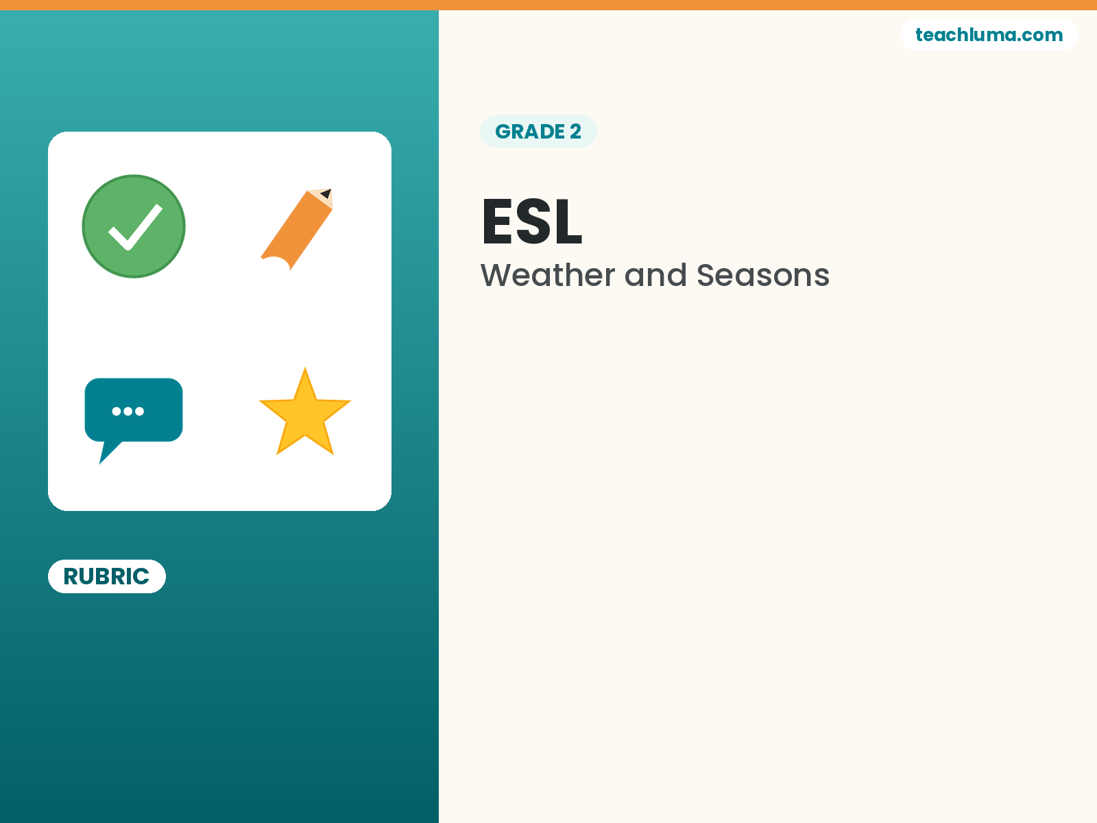 Grade 2 Weather and Seasons Unit Grading Rubric (4-Criteria Analytic Scale)