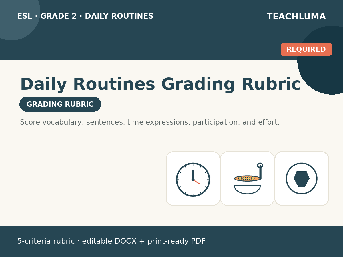 Grade 2 Daily Routines Grading Rubric