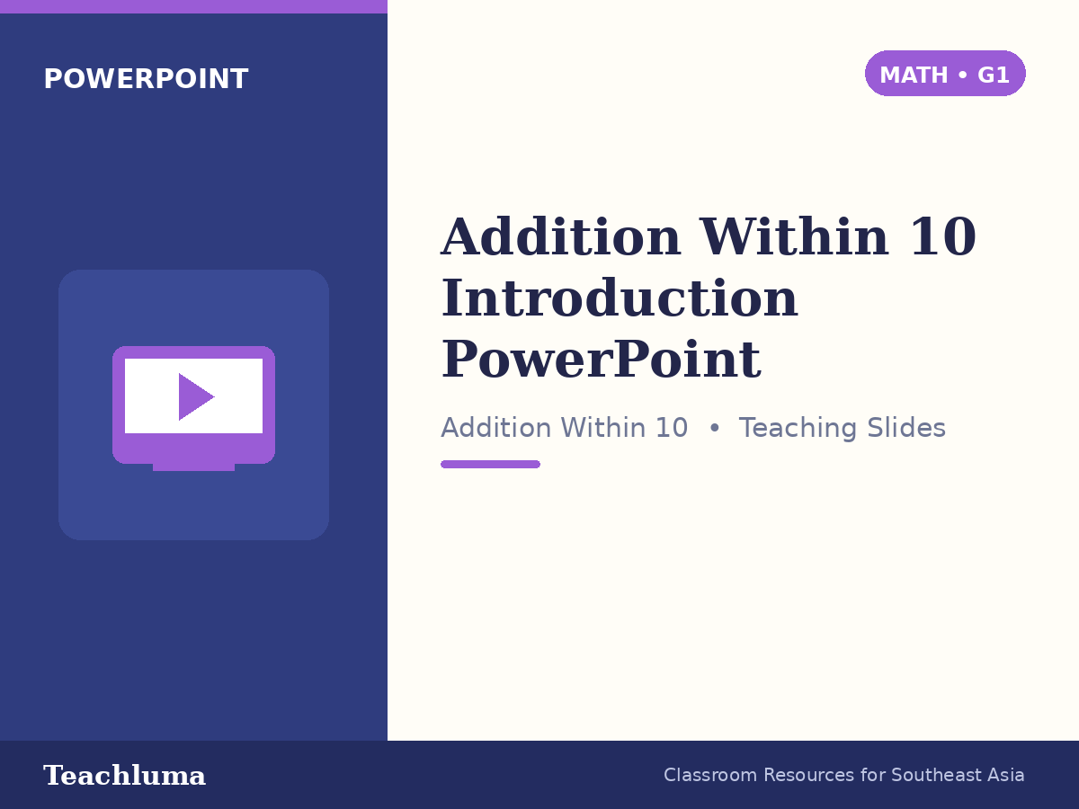 Grade 1 Addition Within 10 Introduction PowerPoint