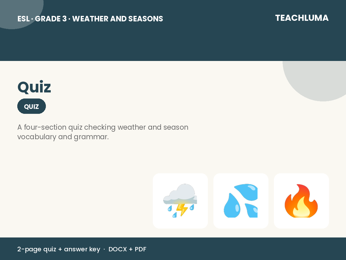 Grade 3 Weather and Seasons Quiz