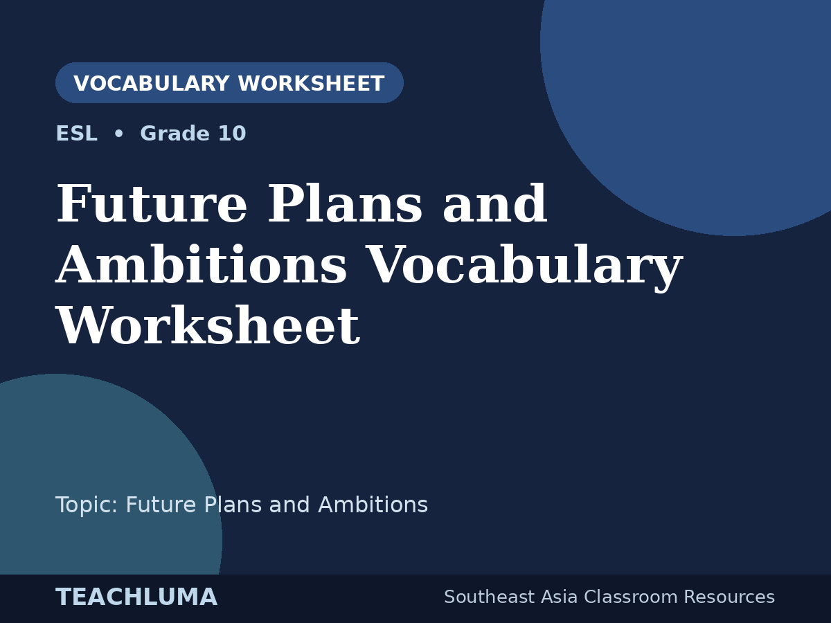 Grade 10 Future Plans and Ambitions Vocabulary Worksheet