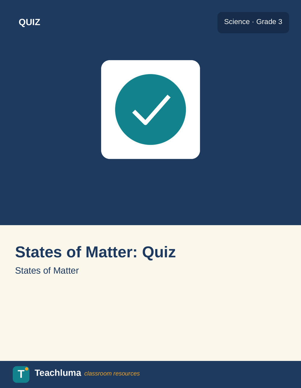 Grade 3 States of Matter Quiz