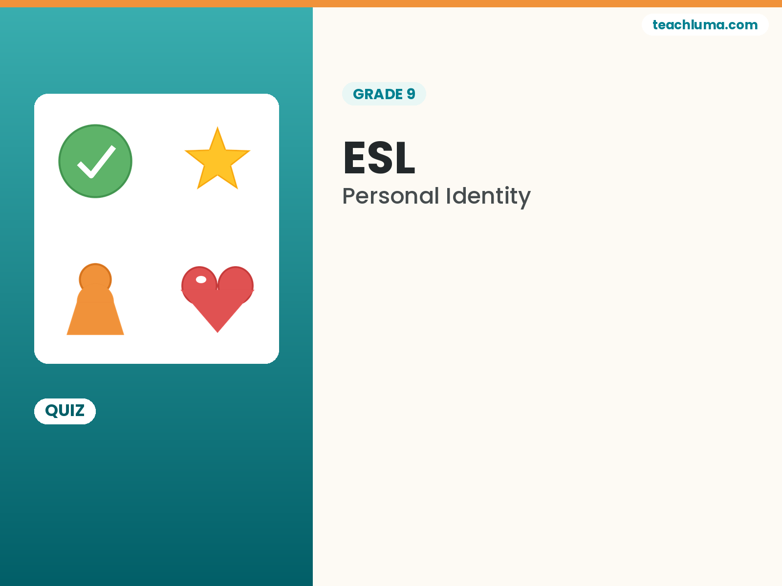 Grade 9 Personal Identity Review Quiz (12 Points, with Answer Key)