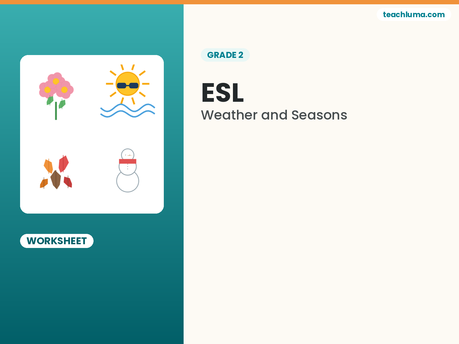 Grade 2 Four Seasons Worksheet (with Answer Key)