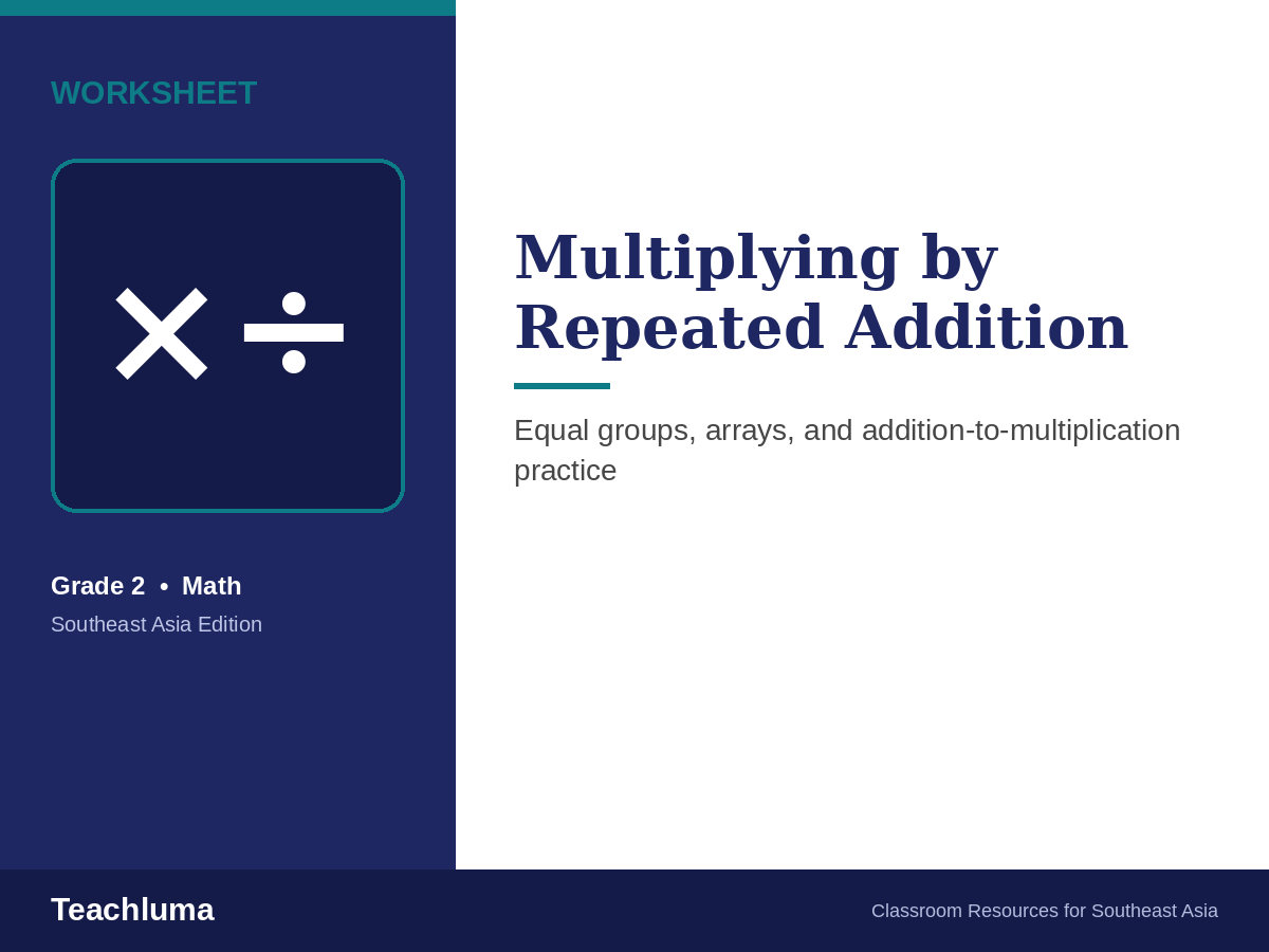Grade 2 Multiplying by Repeated Addition Worksheet